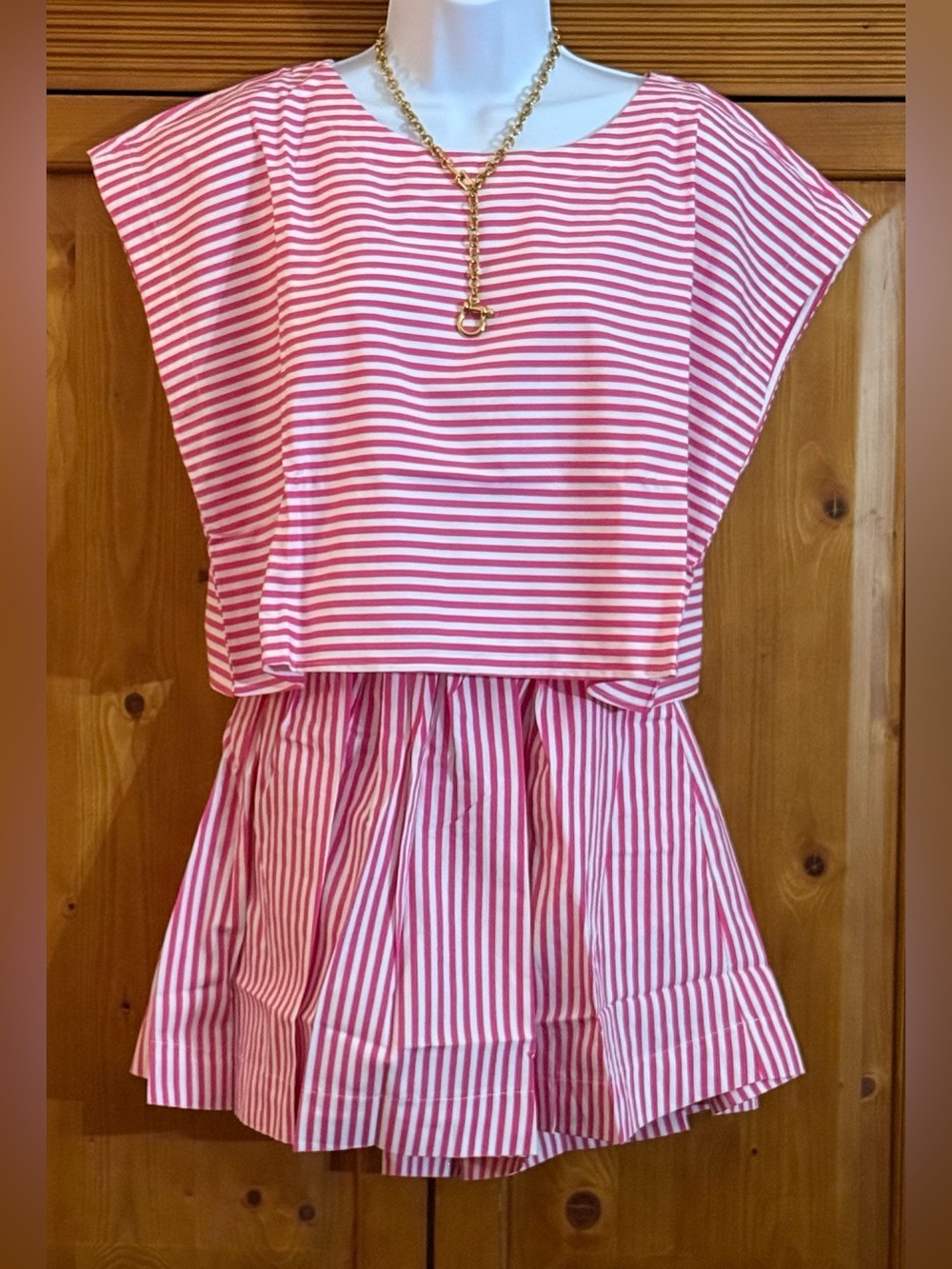 Womens Pink Striped Top and Skirt Set NWT
